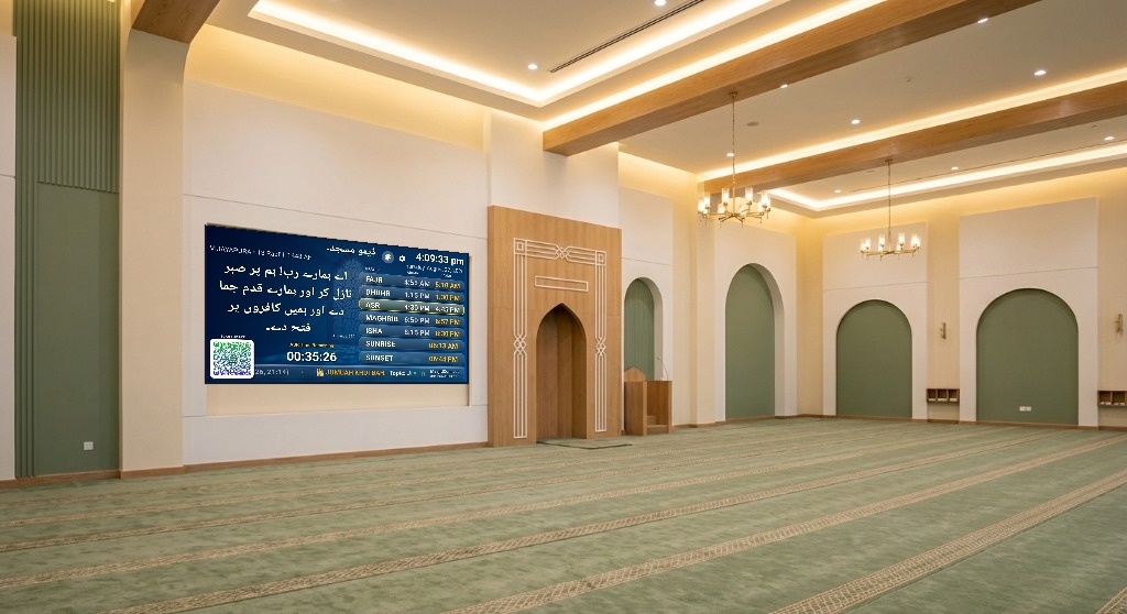 Actual Current MasjidConnect Sanctuary Display in Grand Prayer Hall
